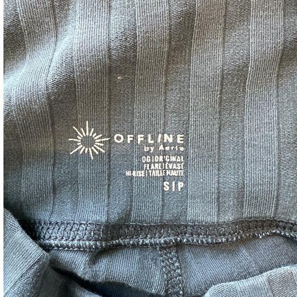 Aerie Offline Original OG Ribbed Flare Gray Pinstripe Ruffle, Size S, EUC - Picture 4 of 4
